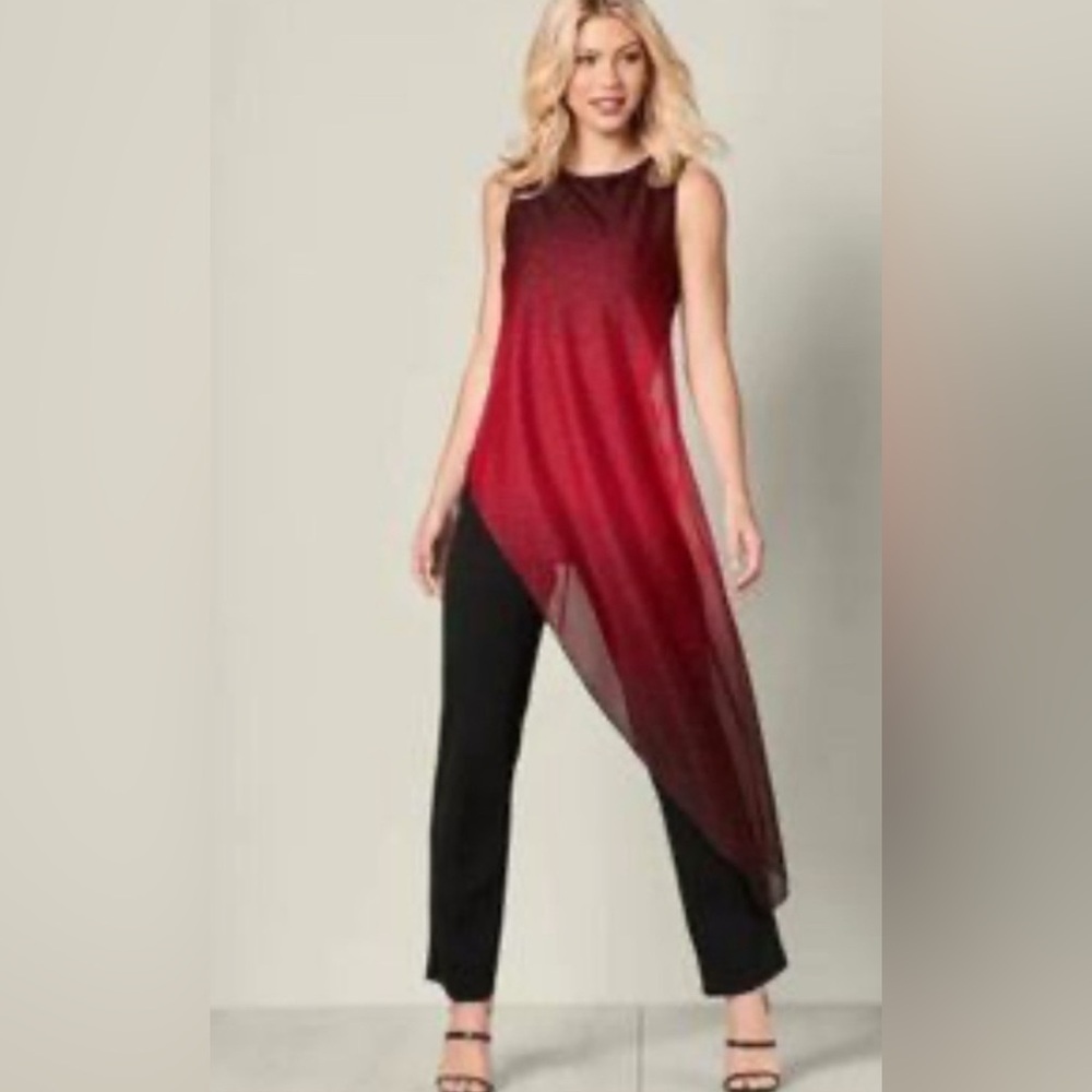 Elegant Red and Black Women's Jumpsuit
